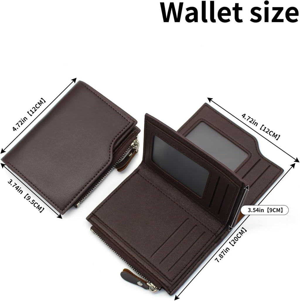 Luxury Genuine Leather Men's Wallet – Trifold Design with Zipper Coin Pocket, Multi-Card Holder, Business & Casual Style