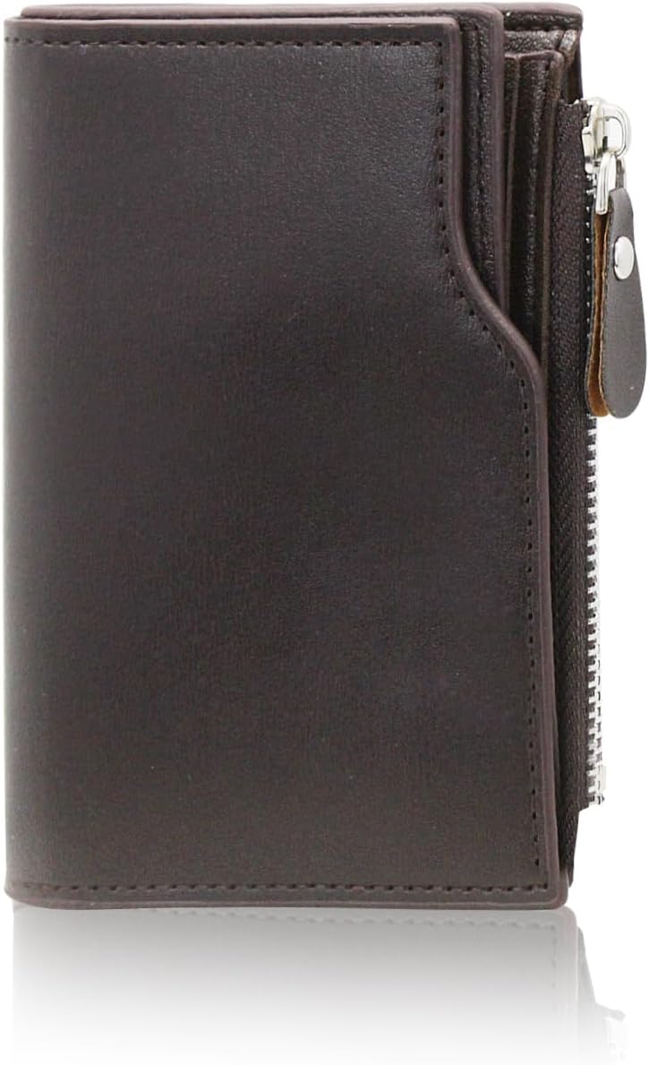 Luxury Genuine Leather Men's Wallet – Trifold Design with Zipper Coin Pocket, Multi-Card Holder, Business & Casual Style
