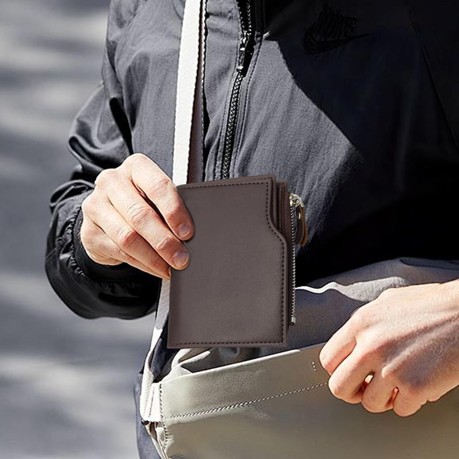 Luxury Genuine Leather Men's Wallet – Trifold Design with Zipper Coin Pocket, Multi-Card Holder, Business & Casual Style