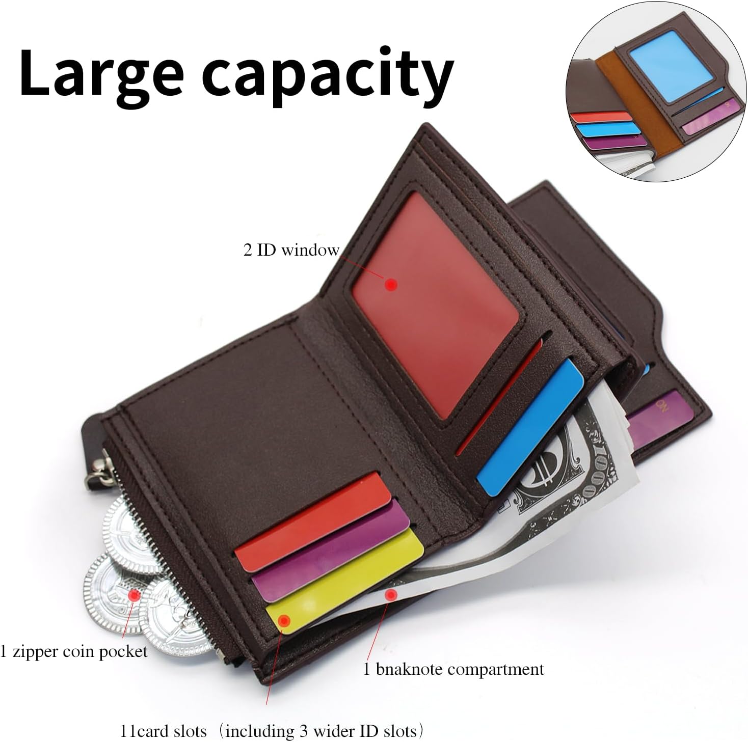 Luxury Genuine Leather Men's Wallet – Trifold Design with Zipper Coin Pocket, Multi-Card Holder, Business & Casual Style