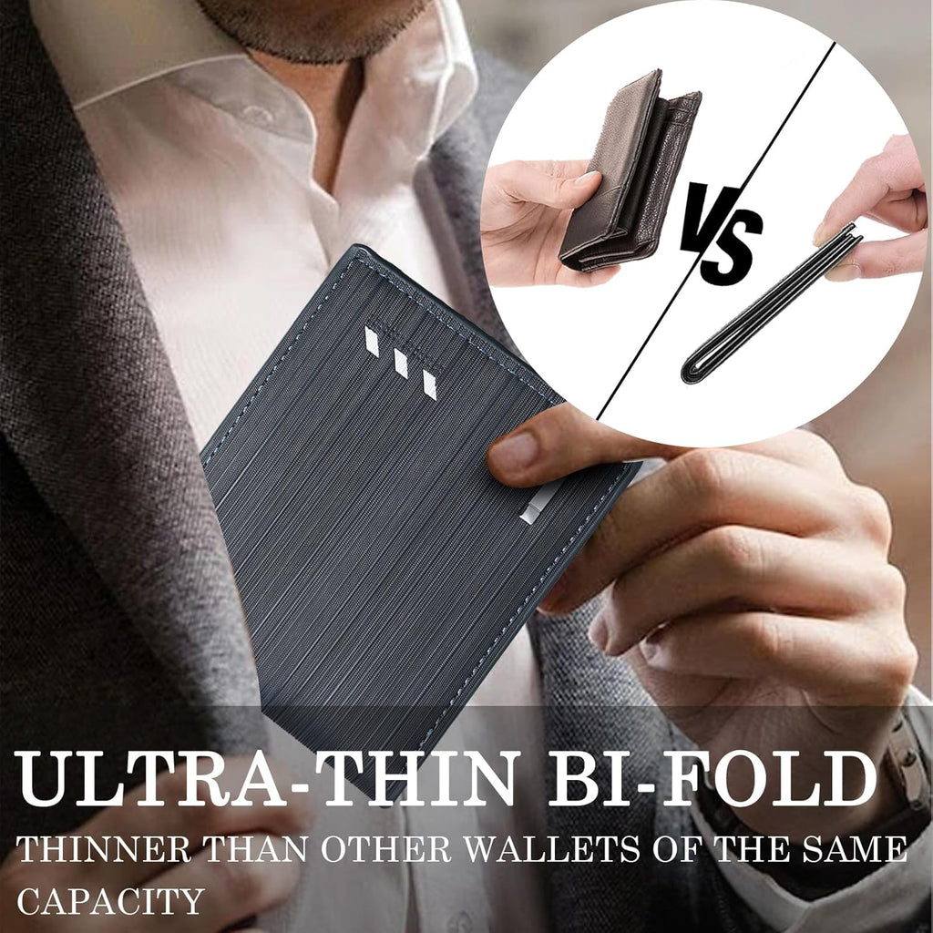 Men’s Genuine Leather Wallet – Slim Bifold Design with RFID Blocking, Business Style, Coffee Color