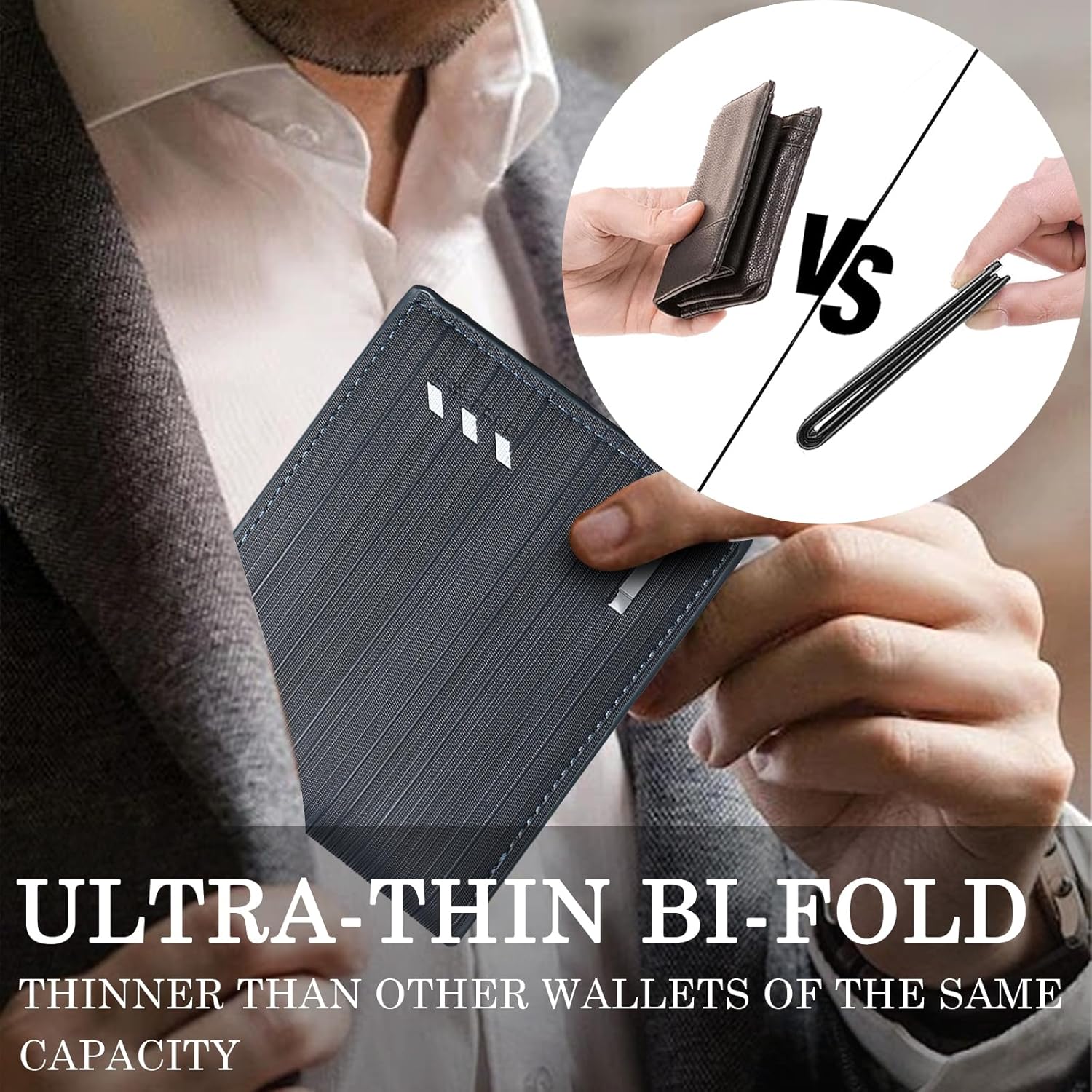 Men’s Genuine Leather Wallet – Slim Bifold Design with RFID Blocking, Business Style, Coffee Color